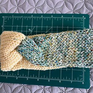 Knitted headband, ear-warmer, blue